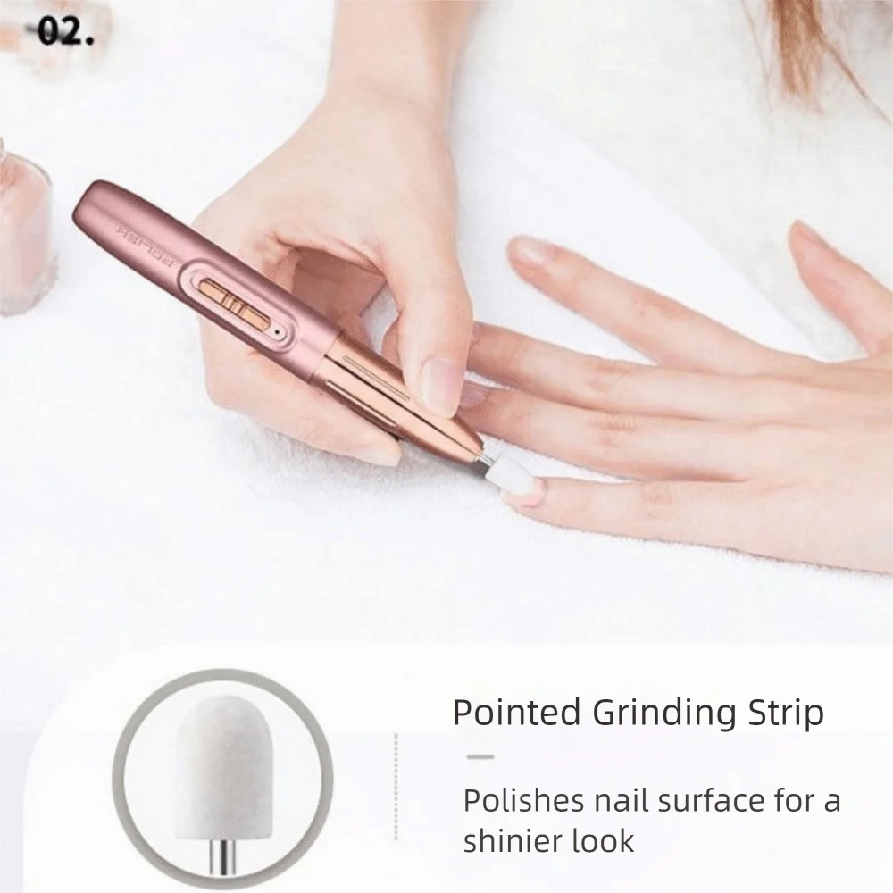 Handheld Electric Nail Polisher Rechargeable Powerful Electric Nail Drill Machine Low Noise Nail Sanding File Nail Care Kit