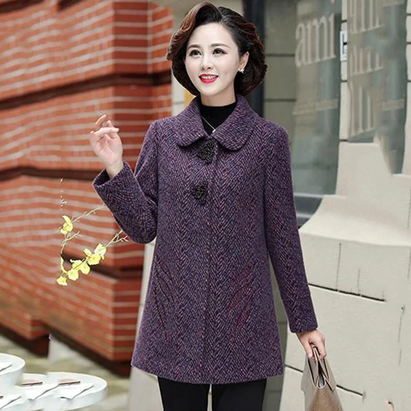 Autumn And Winter New Fashion Slim Woolen Coat Middle-aged And Elderly Temperament Long Mink Velvet Loose Warm Coat Female Tide.