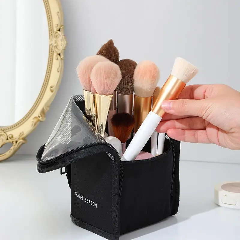 Makeup Brush Case Stand Zipper Cosmetic Bag Makeup Brush Holder Organizer Travel Waterproof Cosmetic Bag Makeup Brush Bag