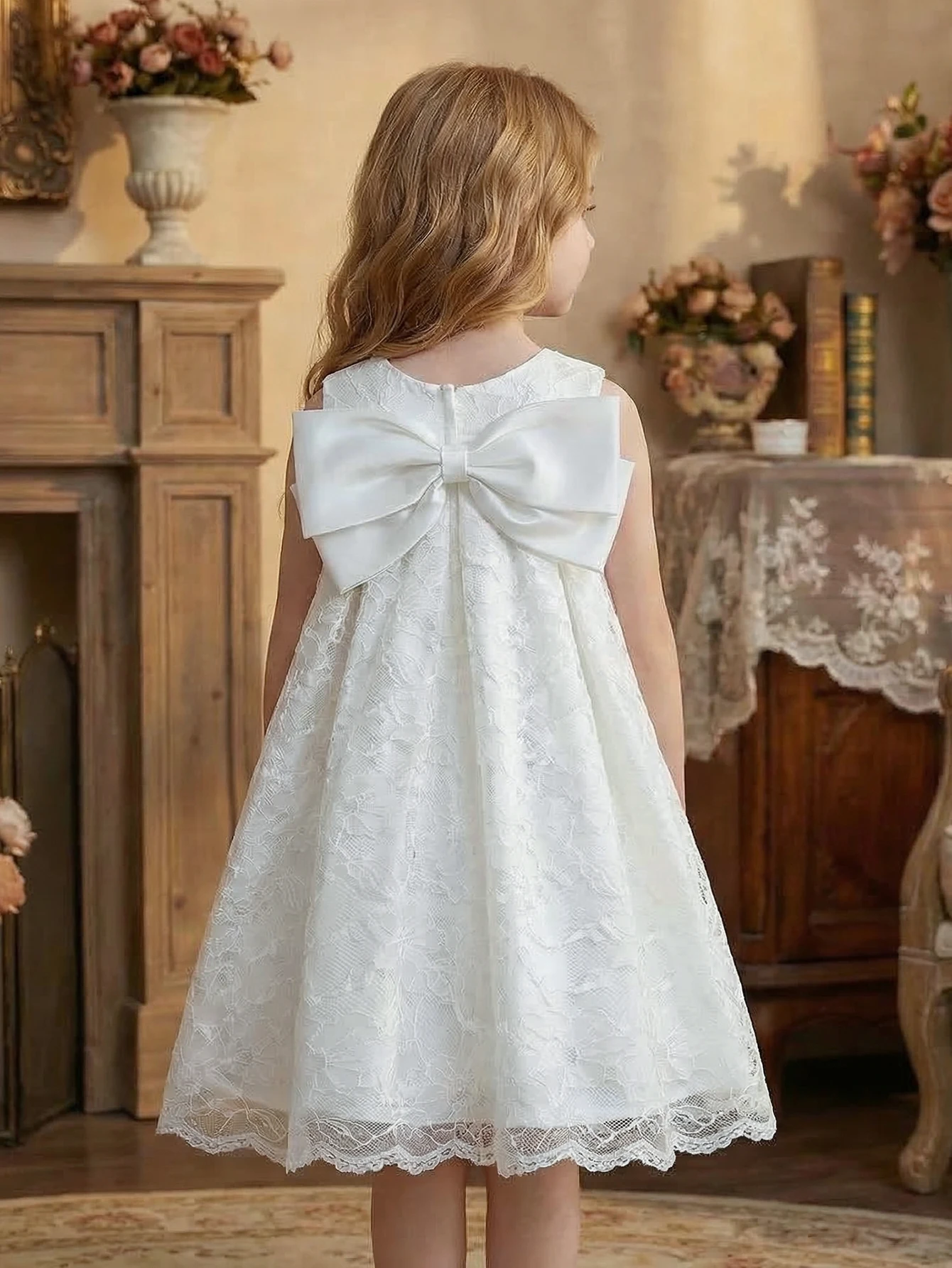 Elegant White Formal Lace Gown for Girls Designed for Special Occasions Including Weddings,Formal Dinners,Birthday Party Dress view 2
