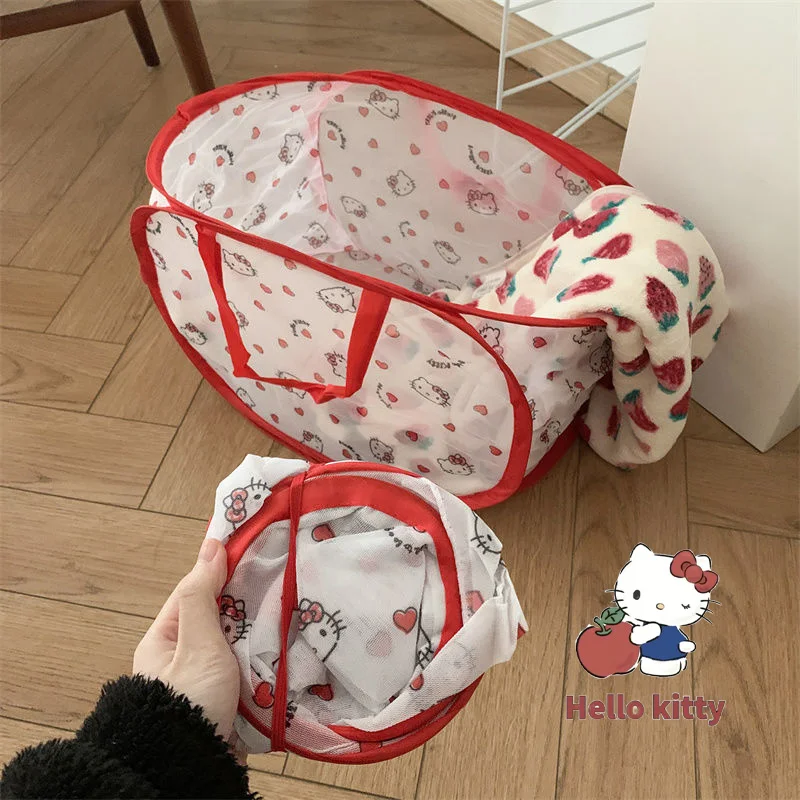 Sanrio Laundry Basket With Large Capacity Hello Kitty Home Clothes Storage Basket Foldable Multi Functional Portable Storage Bag