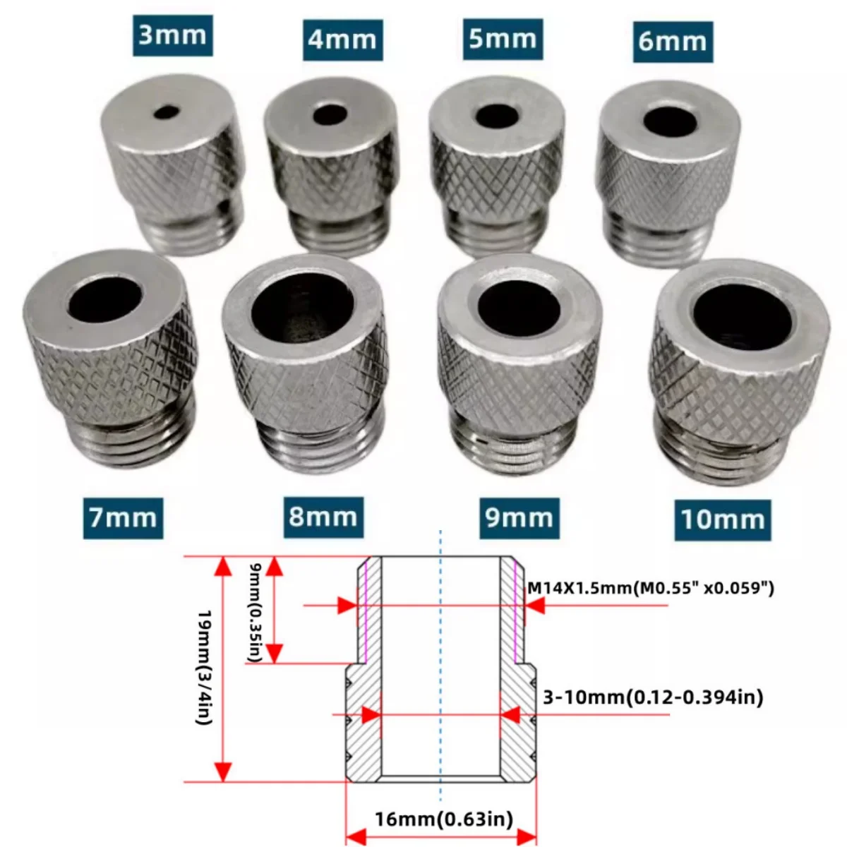 Stainless Steel Drill Sleeves Woodworking 3mm-10mm Sizes Drill Guide Bushing for Drilling Locator Doweling Jig & Pocket Hole Jig