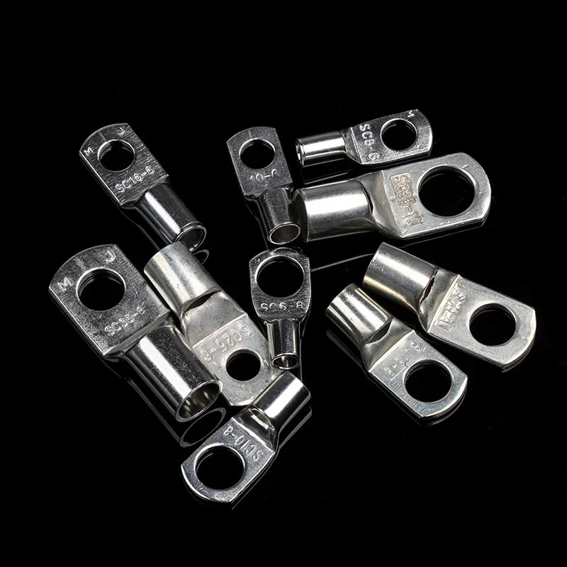 100PCS Ring Terminal Cable Shoes Lugs 35mm2 Tinned Copper Lug Wire eye Connectors Bare Terminals Lugs Wire Copper Kit Butt Plug