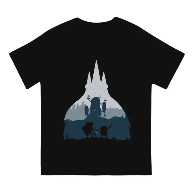 Men's T-Shirts Ice King Silhouette Unique Tee Shirt Short Sleeve Adventure Cartoon Time T Shirt Crewneck Clothes Gift Idea