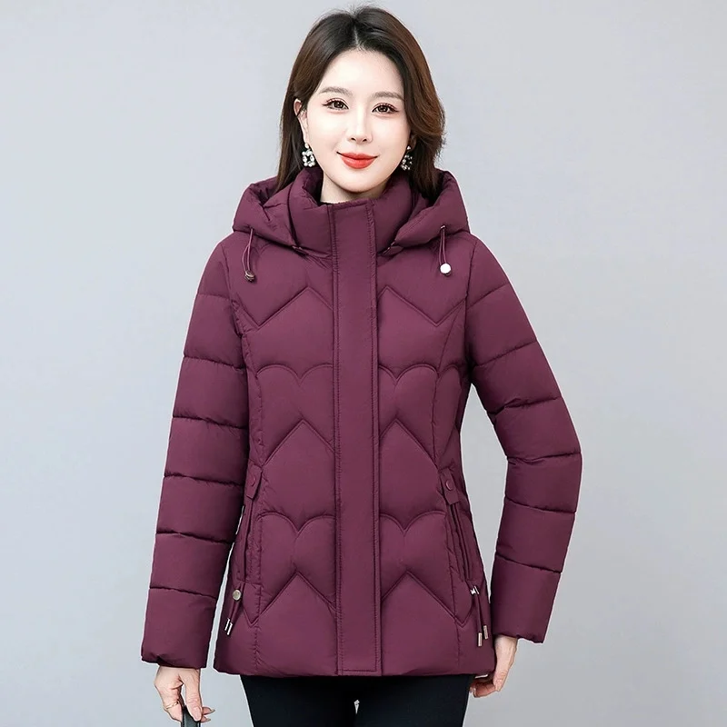 Weibliche Winter Warme Daunen Baumwolle Jacke Lange ärmeln Parkas Neue Mit Kapuze Mittleren Alters Frauen Baumwolle gefütterte Top Mutter kleidung Oberbekleidung