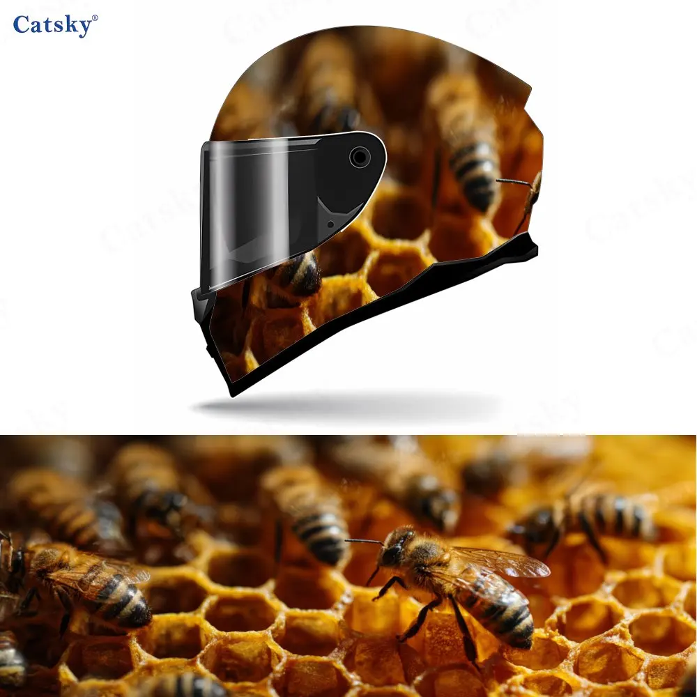 

Яркие сотовые пчелы Full - наклейки на шлем, мотоциклетные шлемы с гонками - наклейки с рисунком и винил - наклейки на шлем