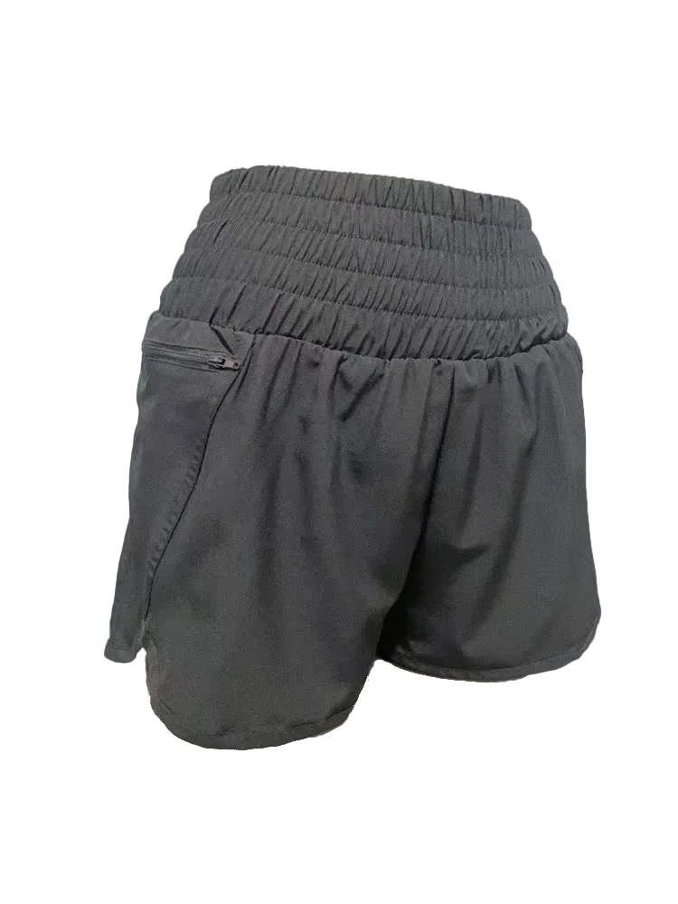 

Женские спортивные шорты с высокой талией для бега и тренировок, для йоги и фитнеса, длиной три четверти, с внутренней защитой от просвечивания