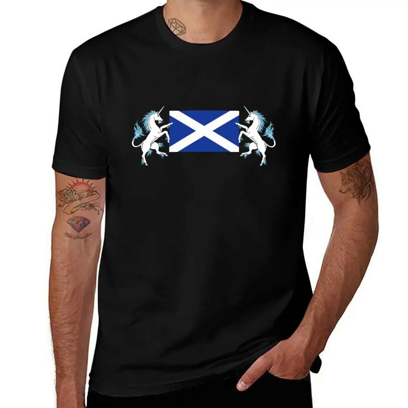 Saltire Unicorns T-Shirt anime shirt T-shirts man mens fashion