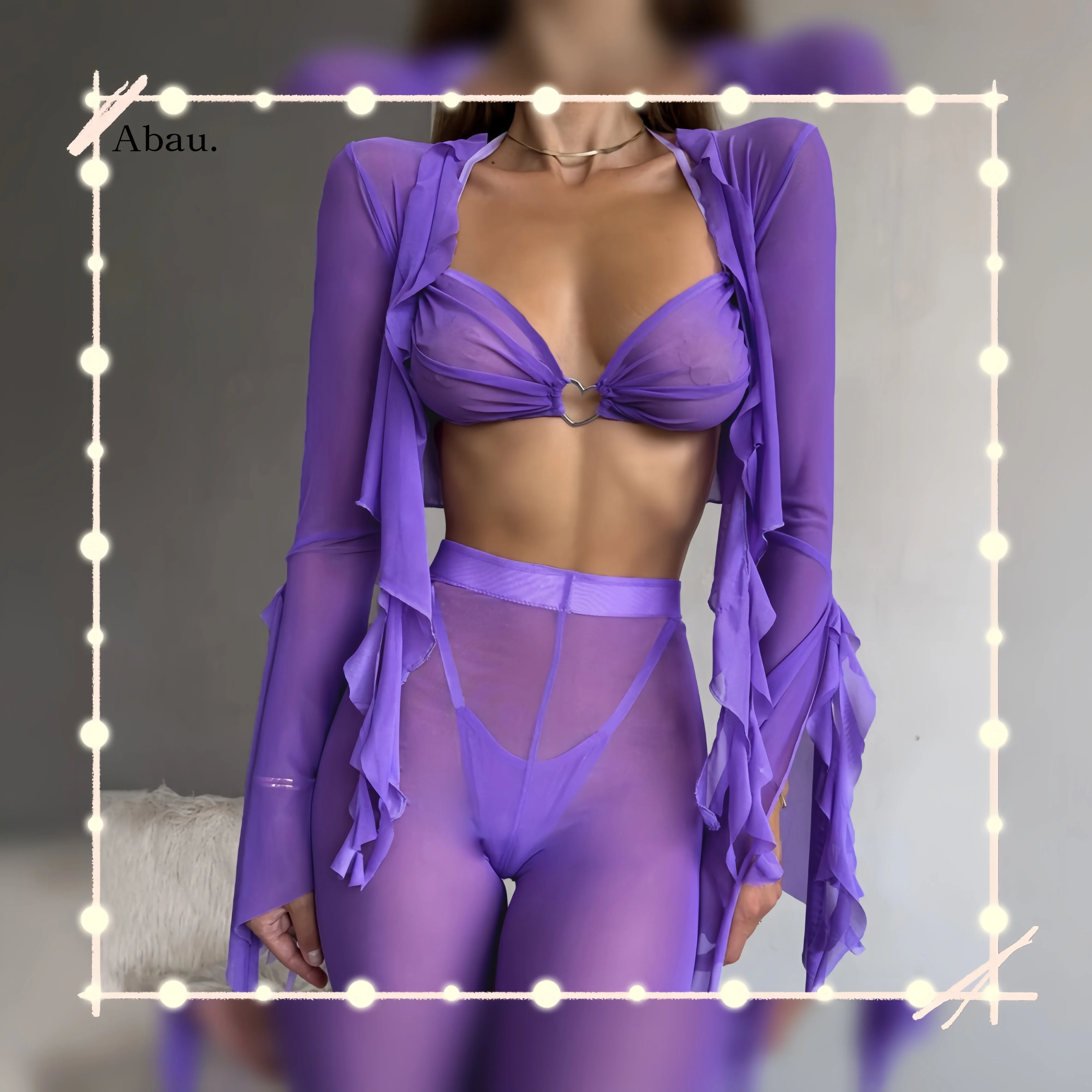 

Abau.Сексуальные комплекты нижнего белья для взрослых, фантазийное женское порно, горячие новые поступления, наряд с рюшами и рукавами, комплект из 4 предметов, эротическая одежда для девочек