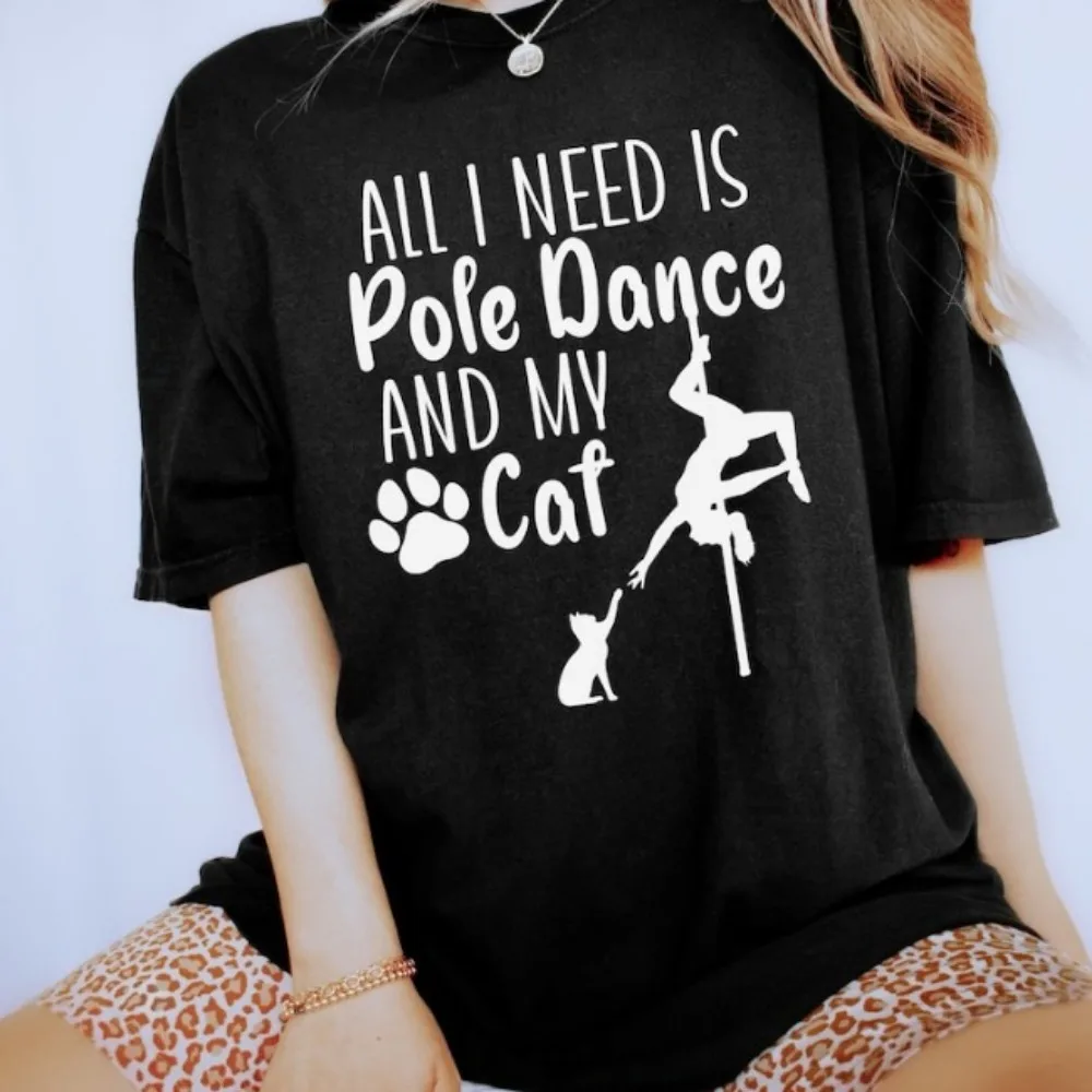 Pole Dance Shirt for Cat Mom Aerial Pole Dance Gift for Cat Lover Gift Pet Lover Poledance Gift High Quality Cotton Tops
