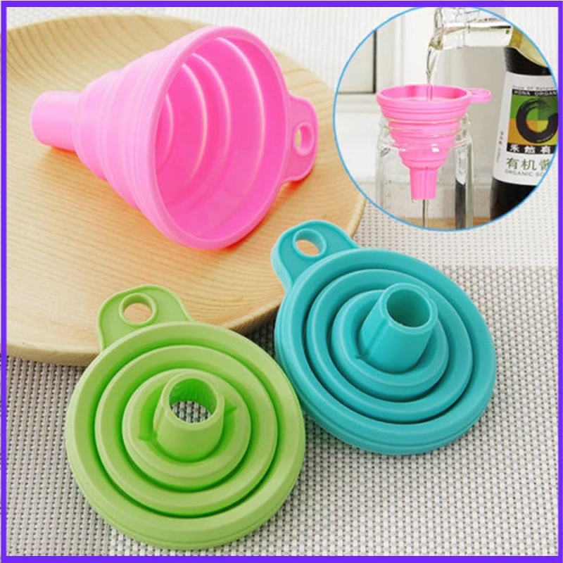 

Silicone Funnel Gel Practical Collapsible Foldable Funnel Hopper Kitchen Tool Gadget Baking Tools reusable mold