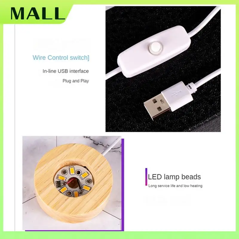 MALL Crystal Ball Night Light With Base LED Table Lamp Lighted Stars Galaxy USB Power Warm Night Light For Kid