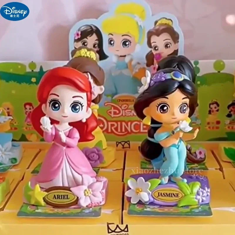 Disney Princesa Blind Box Garden Dream Series, Rapunzel, Cinderela, Belle, Ariel Figure, Ornamento Desktop, Brinquedo Estátua, Presente