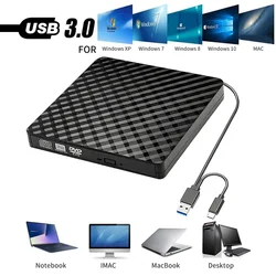 Type C＆USB 3.0 2in1 Slim External DVD RW CD Writer Slim Optical Drive Burner Reader Player Tray Type Portable For PC Laptop