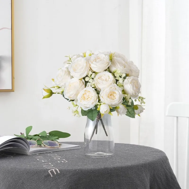 Gefälschte Seide Pfingstrose Vasen für Home Zimmer Dekor Scrapbooking Weihnachten Garland Wedding Bouquet Party Zubehör Künstliche Blumen – Detail 16