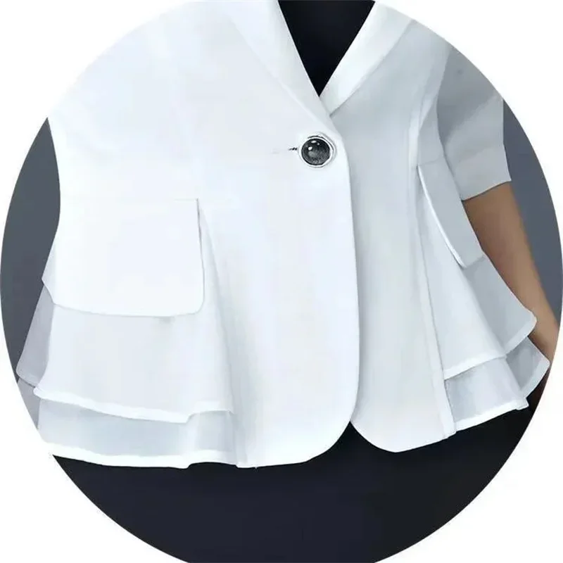 2025 New Design Sense Suit Summer White Sun Protection Coa Three-Quarter sleeve Mesh Professional Blazer OL Jacket Women's Short