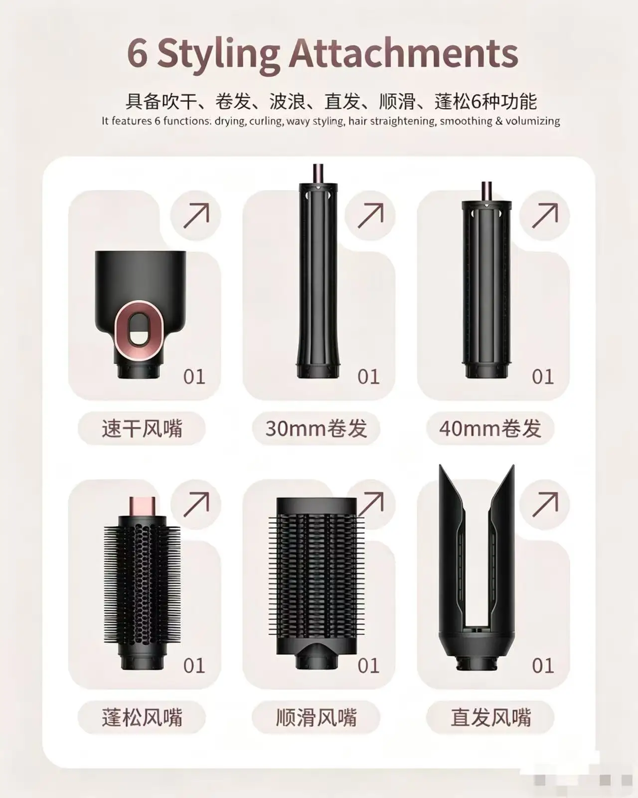 HS09 6-In-1 Negative Ion Blow Dryer Multi-Function Curling Iron Hair Care Styler for Styling And Grooming Hairdryer hairdryer