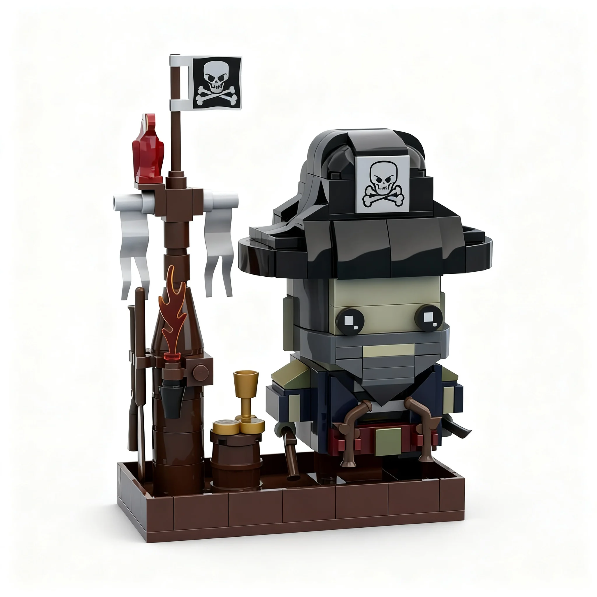 259pcs MOC Brick-built Pirate BrickHeadz Model Building Blocks Construction DIY Collection Assemble Birthday Education Creative