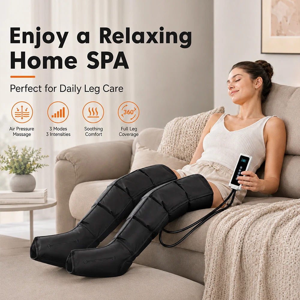 Remote‑Controlled Air Pressure Leg & Foot Massage Boots, Kneading Squeeze Compression Massager for Deep Calf Muscle Relaxation