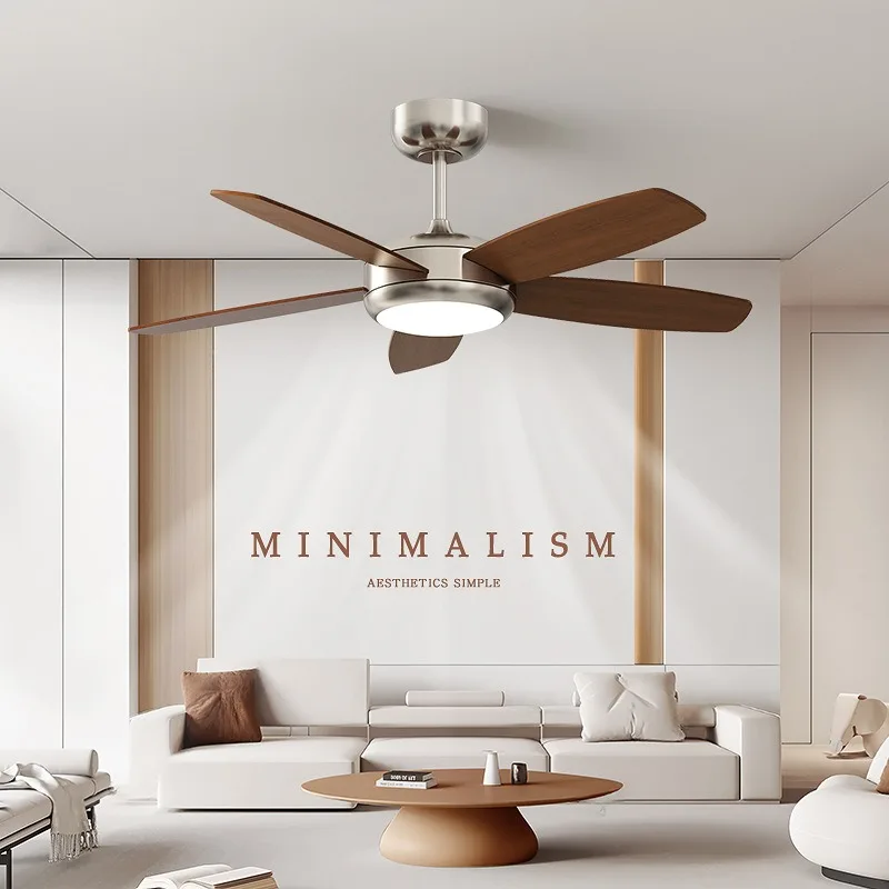 High Wind Force Retro Solid Wood Fan Lamp for Living Room and Dining Room - Inverter-Powered Home Pendant Light