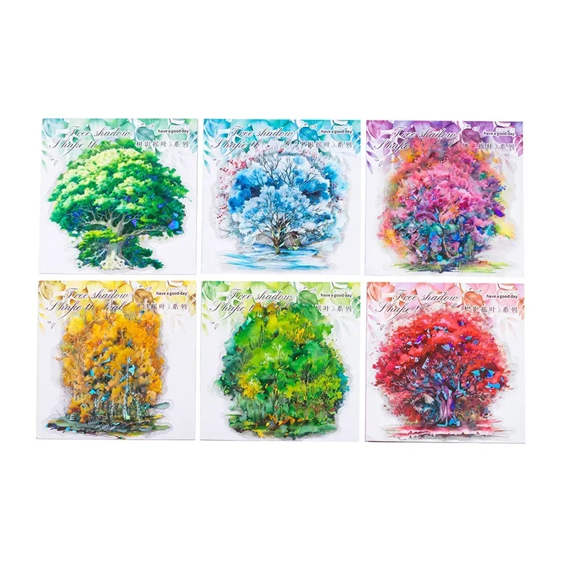 3 Style 10 Pcs/ Pack PET Tree Shadow Shaking Colorful Sticker Waterproof Landscaping Handbook DIY Diary Material Stickers