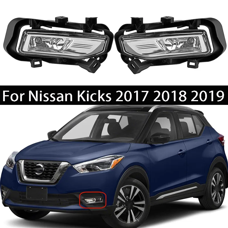 Led DRL Daytime Running Lights Fog Lamp Assembly For Nissan Kicks 2017 2018 2019 Daylights Wires Switch Turn Signal