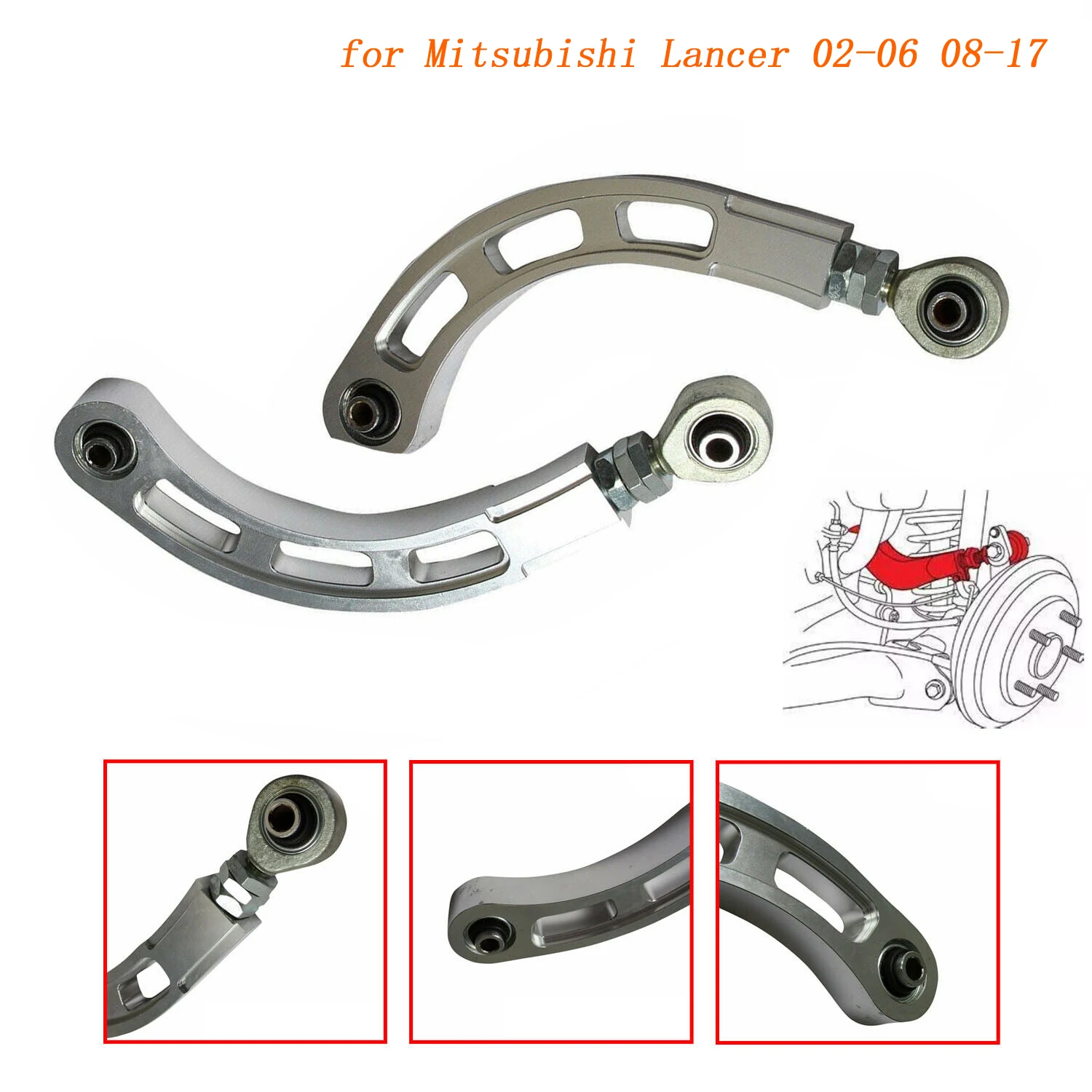 

Accesorios de Mejora, Kit de Brazo de Camber Trasero Ajustable con Rodamiento para Mitsubishi Lancer 02-06 08-17, Plateado