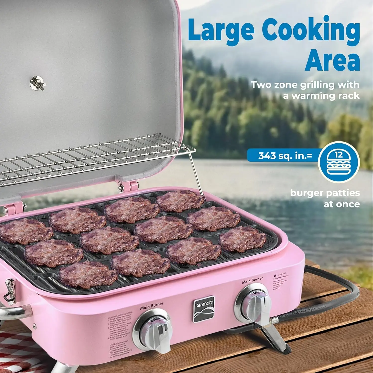 Tragbarer Retro-Gasgrill mit 2 Brennern