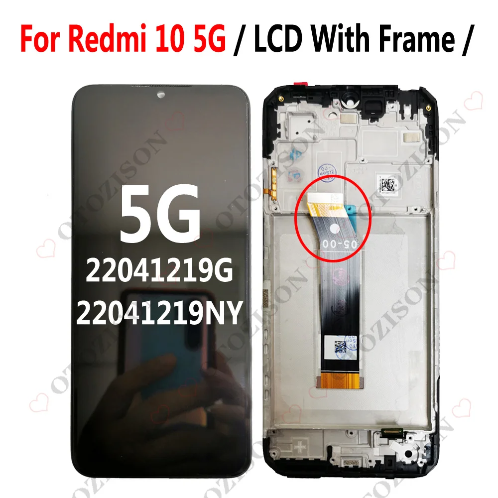 Display For Xiaomi Redmi 10 LCD With Frame 5G LCD Touch Panel Screen 22041219G 22041219NY LCD Digitizer Assembly Replacement