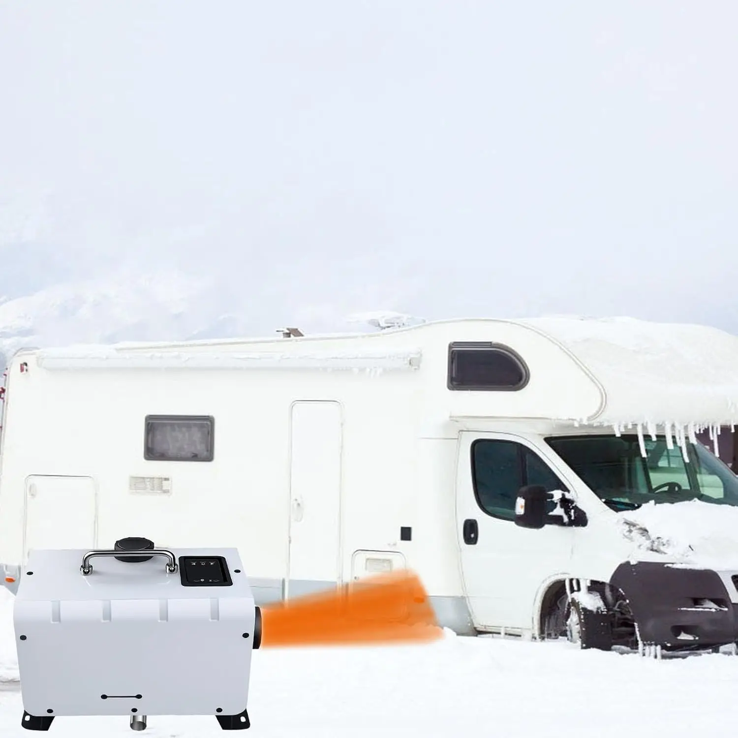 سخان هواء 12 فولت/110 فولت مزدوج 8 كيلو وات مع شاشة LCD للمركبات الترفيهية والمقطورة والشاحنة والقارب #4