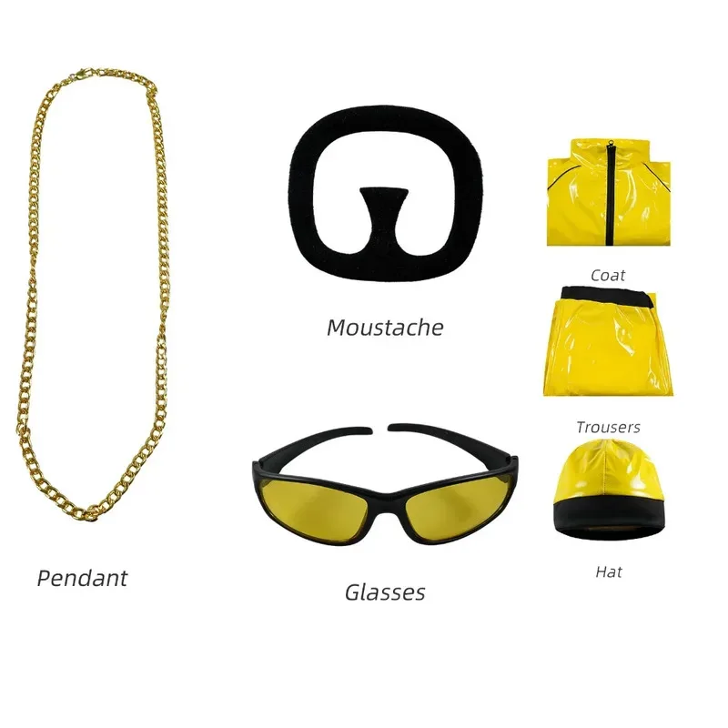 الرجعية الهبي ديسكو تأثيري حلي الهيب هوب مرحلة الأداء سترة صفراء السراويل قبعة ملابس رياضية x;2,f;5.n; #4