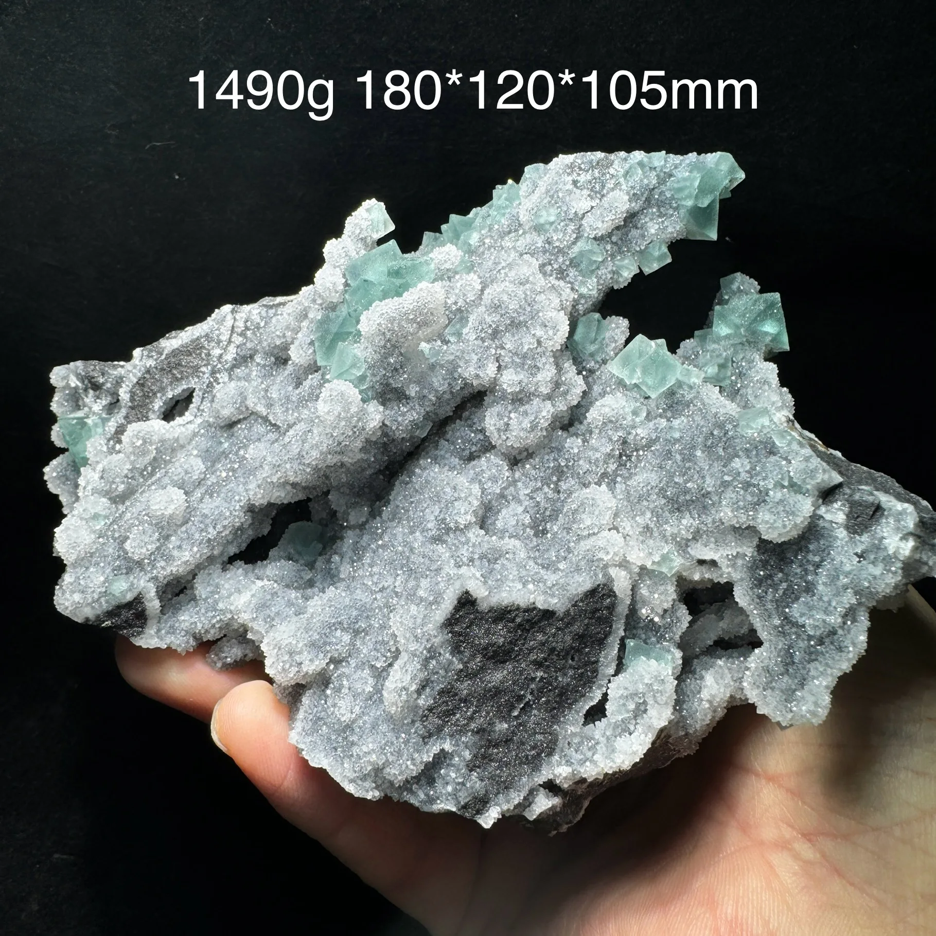 1490g Natural ZheJiang Shiny Green Octahedral Fluorite Mineral Specimen Healing Quartz Crystals Desk Decor