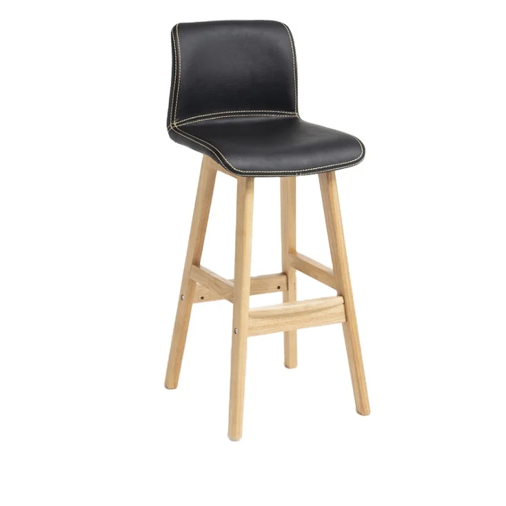 

Good Quality High Chair Bar Counter Chair Solid Wood Bar Stool With Fabric