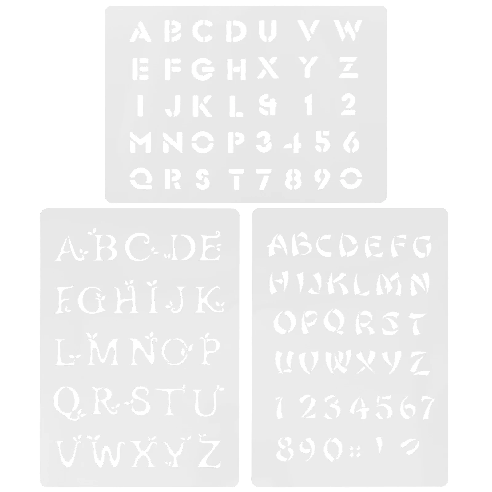 

3pcs Painting Washable Diy Printing Stencils Plastic Stencils Reusable DIY Crafts Wall Decor Household Spray Letters