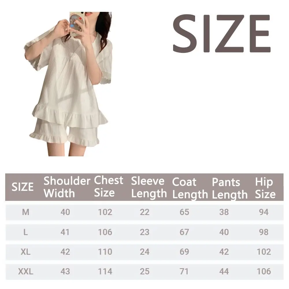 Fashion Korean Women‘s Pajamas Set with Chest Pads Cute Floral Sleepwear Sweet Comfortable Short-Sleeved Pajamas Girls