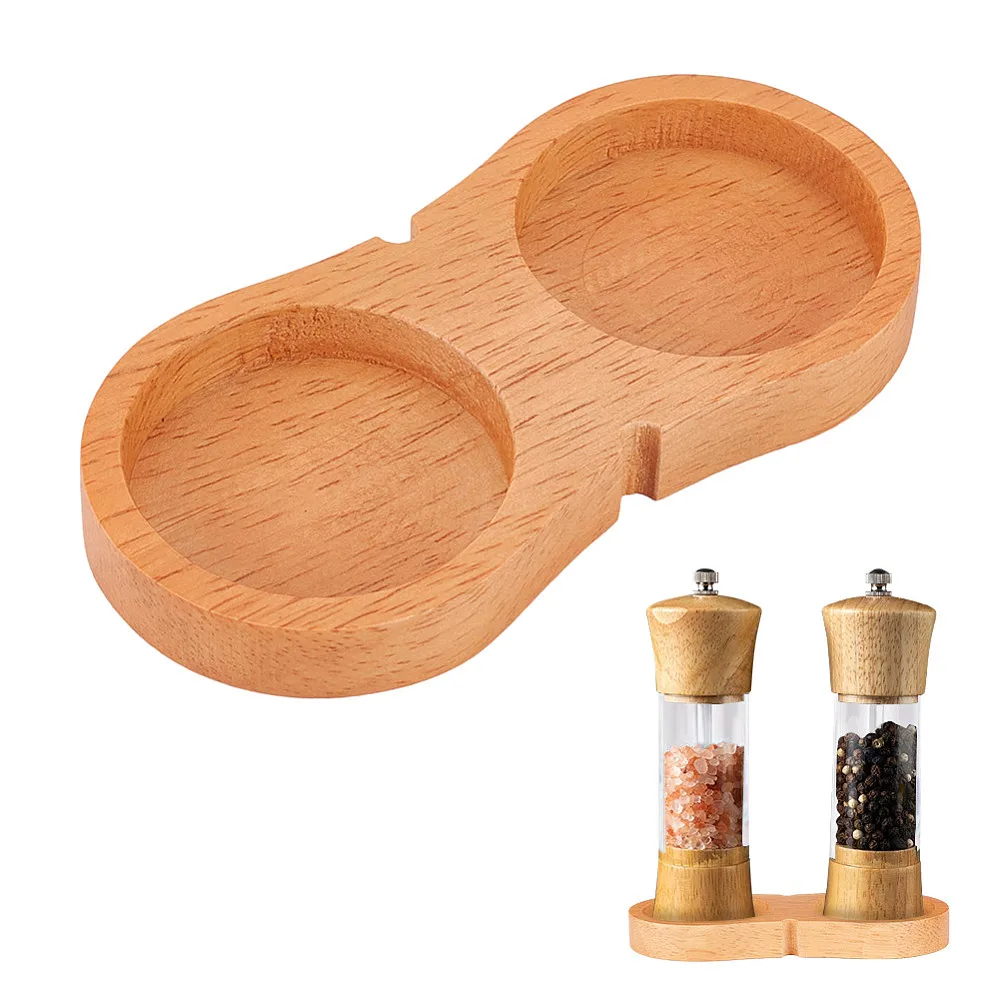 

2pcs Salt and Pepper Mill Tray ID 53mm/2.09Inch Pepper Salt Mill Holder for Kitchen Table Countertop Wooden Tray for Salt