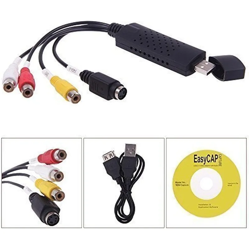 USB 2.0 VHS To DVD Converter Convert Analog Video To Digital Format Audio Video DVD VHS Record Capture Card Quality PC Adapter