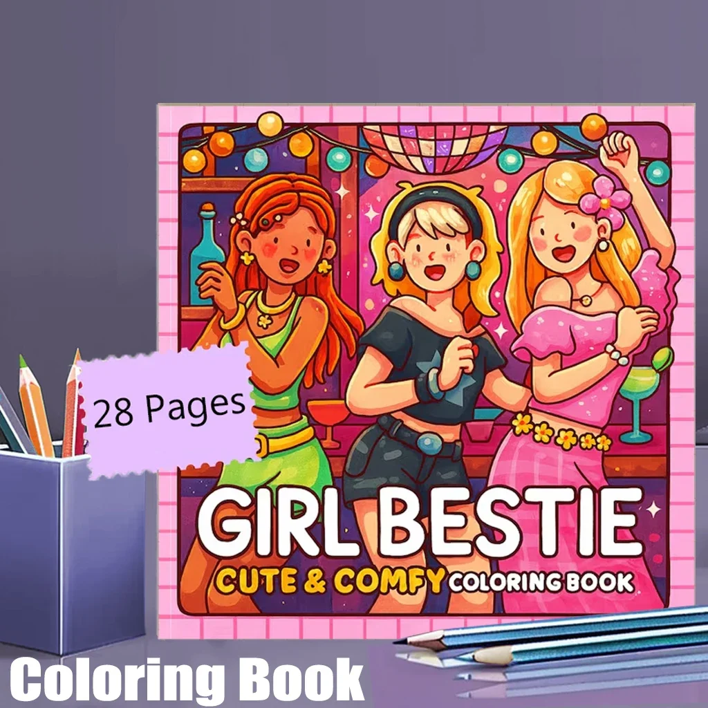 Girl Bestie Coloring Book for Adult | 28 Pages Colouring Book, Drawing Supplies for Christmas, Thanksgiving