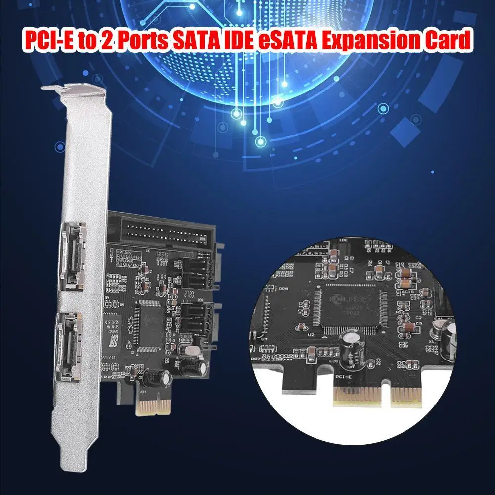 

Pro Expansion Card JMB363 PCI-E PCIe to 2 Ports SATA IDE eSATA Adapter Converter RAID Controller Cards