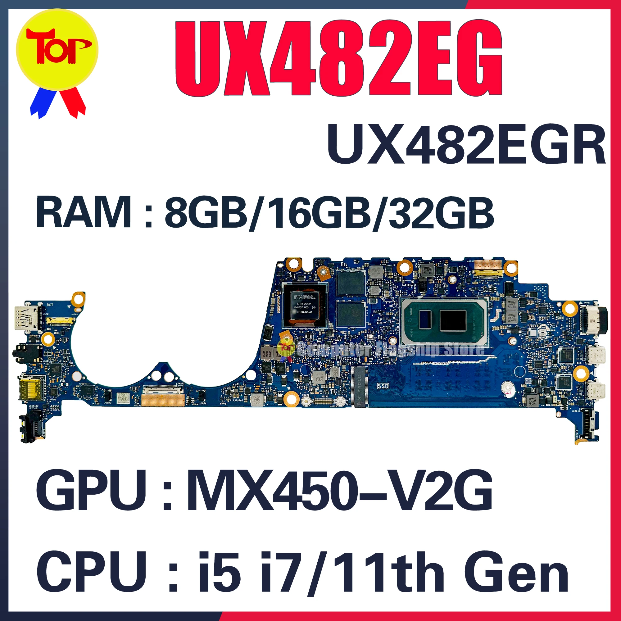 KEFU UX482EG Mainboard For ASUS UX482EA UX482EGR UX482EAR UX482E BE482E BX482E Laptop Motherboard i5 i7 11th Gen RAM-8G/16G/32G