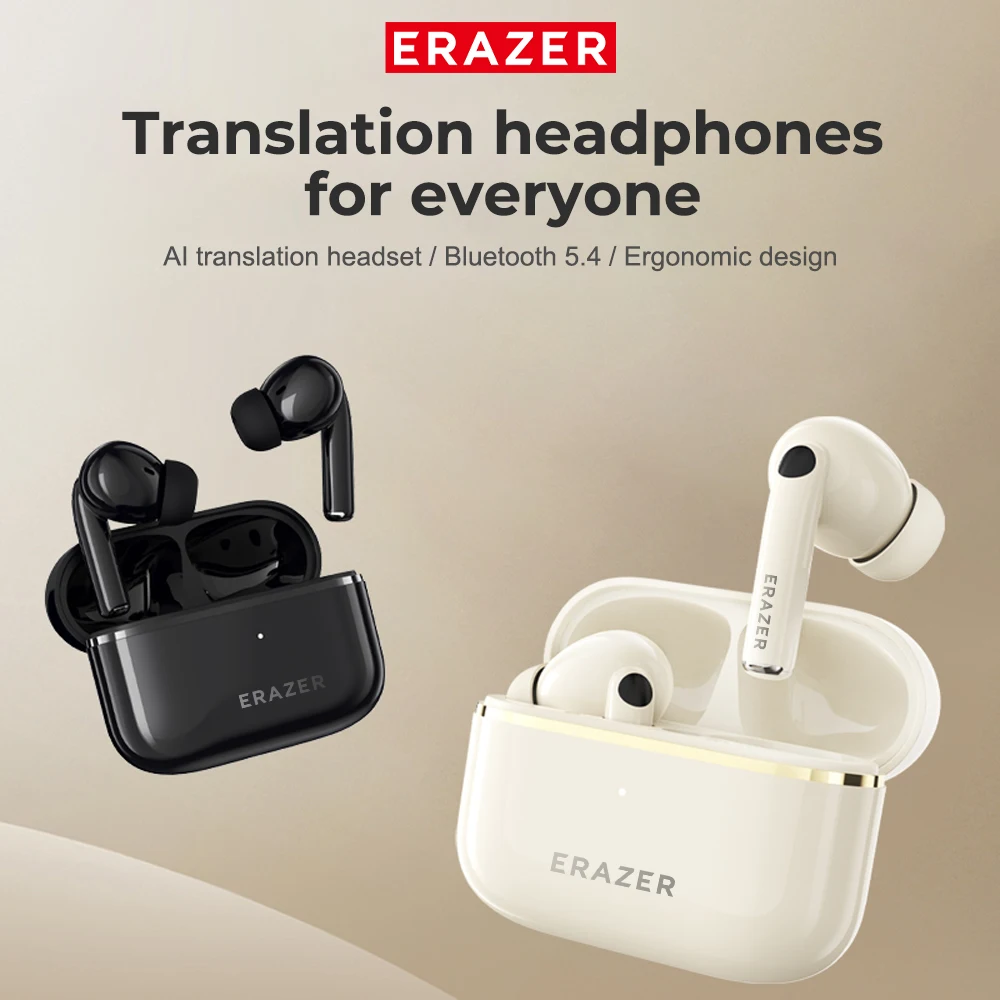 ERAZER XT89 PRO سماعات ترجمة بلوتوث 5.4 سماعات رأس لاسلكية للدردشة، تطبيق معادل ترجمة في الوقت الحقيقي