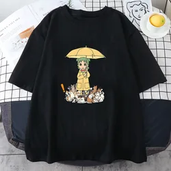 Azumanga Daioh Yotsuba T-shirts Women/men Open An Umbrella Cats Tshirts Kawaii/cute 100% Cotton T Shirts Summer Casual Prevalent