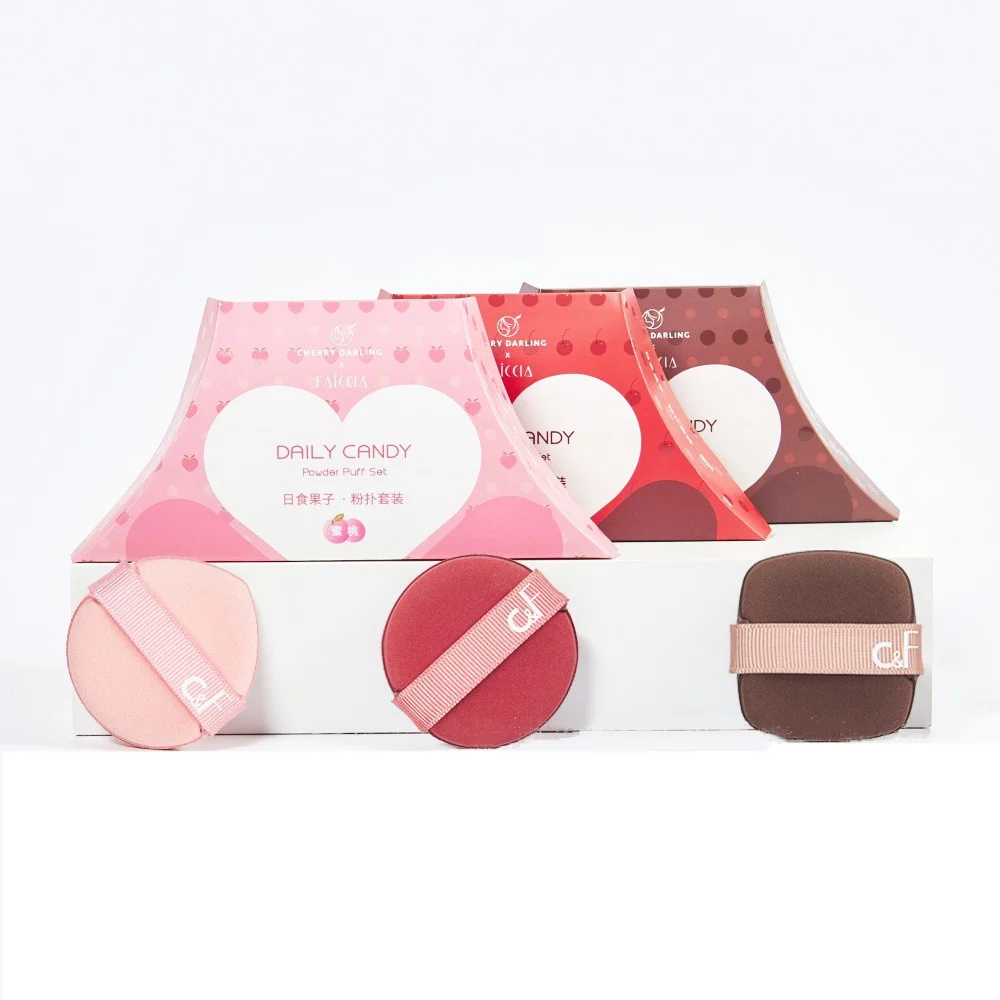 Cherry Darling x FAICCIA Makeup Powder/Foundation Puff 3pcs/set Wet&Dry Latex-Free Cosmetics Sponge Pads