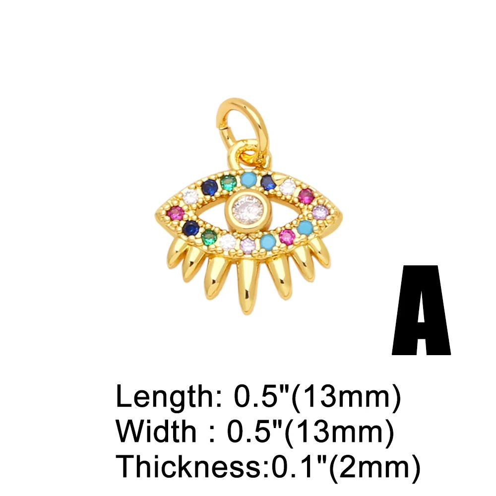 OCESRIO Multicolor Little Turkish Eye Bracelet Earring Charm Copper Gold Plated CZ Evil Eye Jewelry Making Supplies chma180