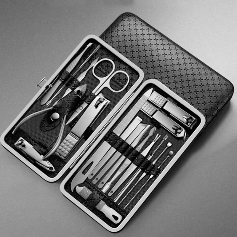 19PCS Manicure Set Pedicure Nail Scissors Tool Nail Clipper Set Stainless Steel Manicure Cutter Trimmer Ear Spoon Nail Clipper