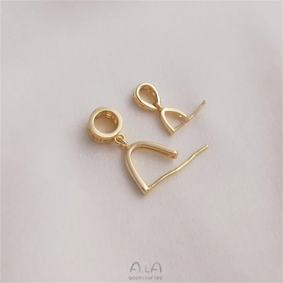C056 14K Gold Plated Melon Seed Clasp, Lucky Character Cherry Blossom Connector for Jade Crystal Necklace