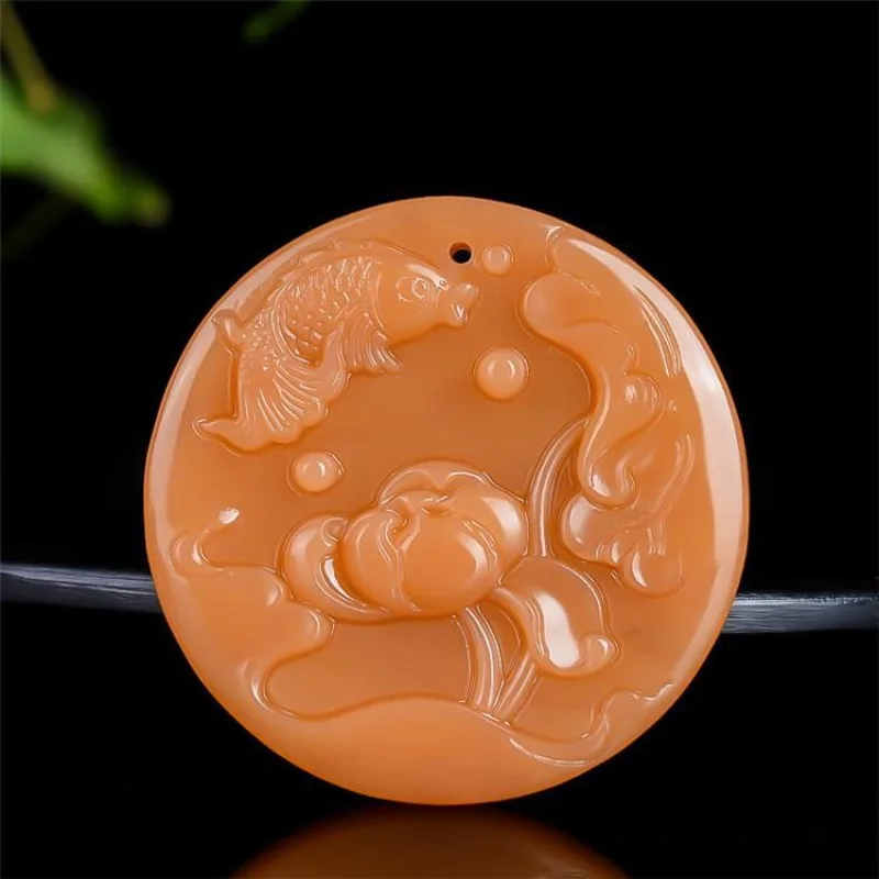 Tangyu Qiemo Yellow Carp Lotus Pendant Happy Ever After Popular Pendant for Men and Women.