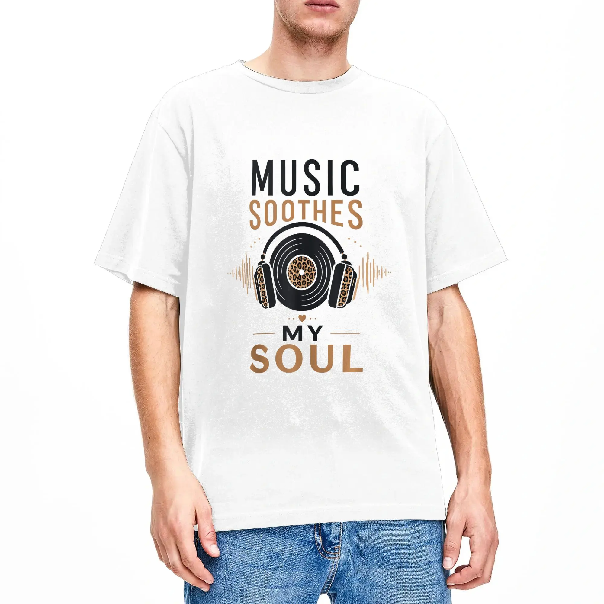 Music Soothes My Soul T Shirt  Hip Hop T-Shirts Short-Sleeve Streetwear Tops Beach Cotton Oversize Tees
