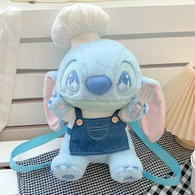 

32cm Anime Movie Peripherals Lilo&Stitch Plush Doll Toy Cartoon Chef Stitch Doll Backpack Cute Cartoon Stuffed Pillow Gift