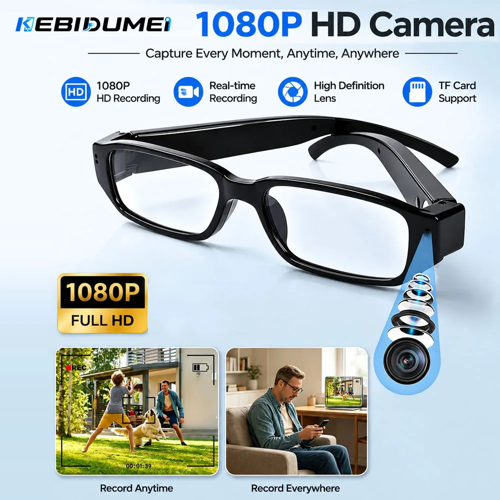 KEBIDUMEI Smart Glasses 1080P Cycling Glasses  Camera Video Recording Sunglasses Camcorder for Outdoor Sports Vlog